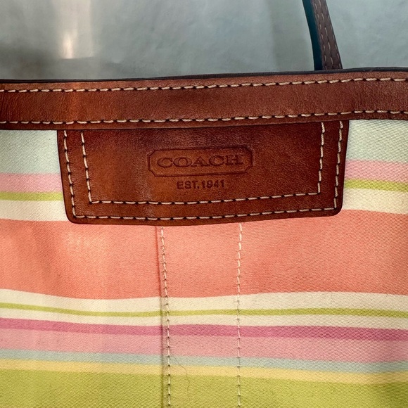 Large Vintage Coach Hampton Bag - Poppy Stripe - Picture 2 of 5